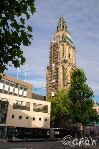 Groningen (2016) ; Martinitoren (Groningen) | foto 5 Groningen (2016) ; Martinitoren, Groningen, martini toren, q-link, bus, werkzaamheden, stad | foto 5