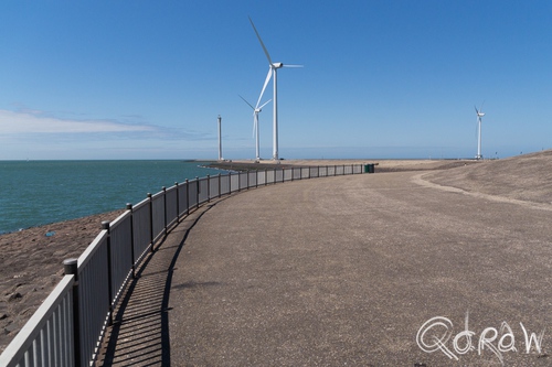 Veere en de Deltawerken ; Windmolen op Neeltje Jans | foto 5 Veere en de Deltawerken ; Oosterscheldekering, zeeland, werkeiland, westerscheldekering, westerschelde | foto 5