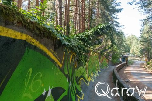 Sarajevo kabelbaan en olympische bobsleebaan op Trebević (2026), Bobsleebaan, Bobsleebaan, Sarajevo, Trebevic, Graffiti